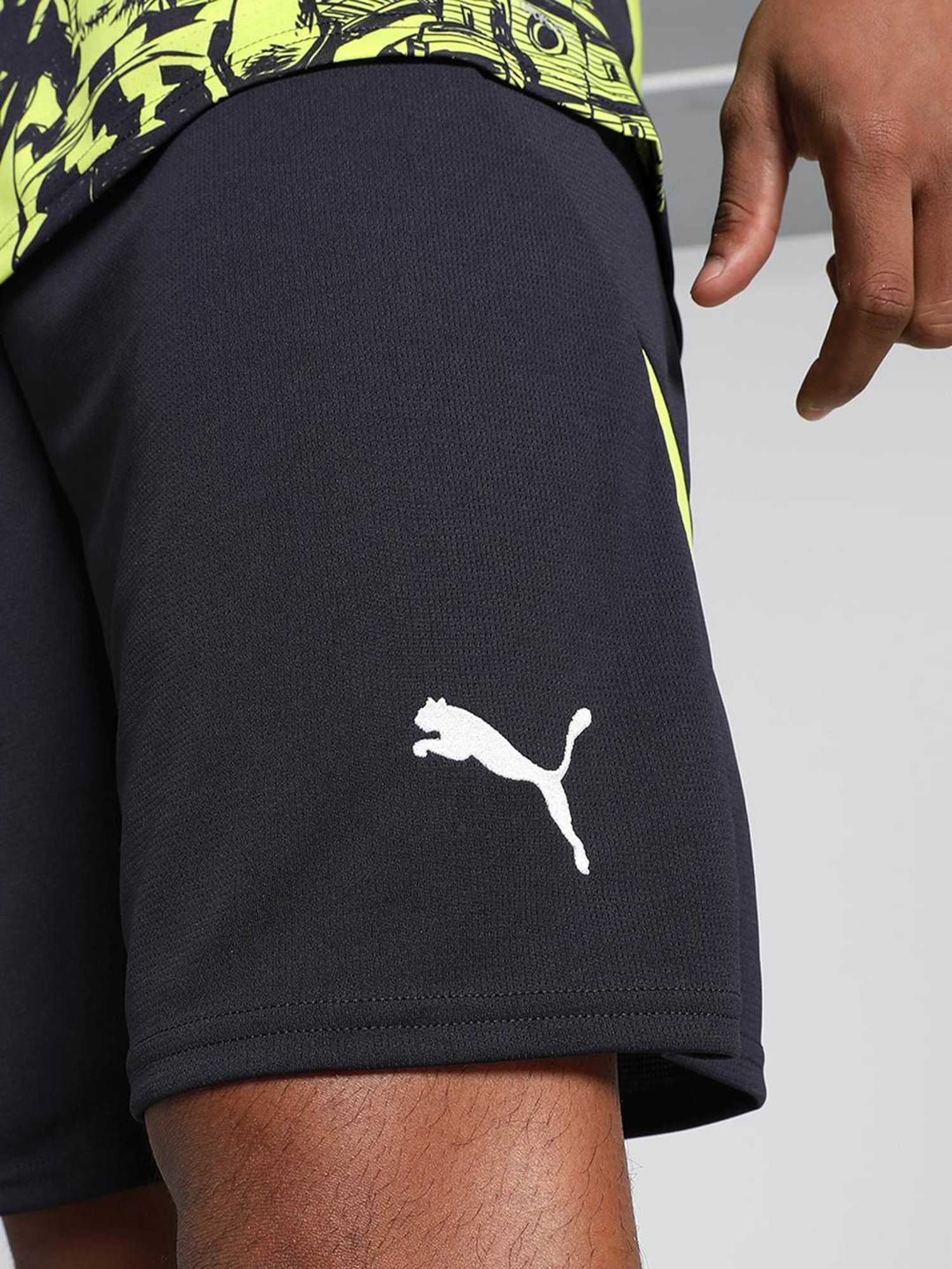 Puma Blue Regular Fit Printed Sports Shorts
