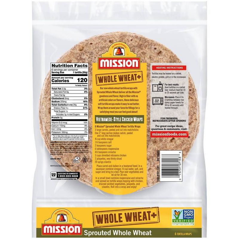 Mission 8" Sprouted Whole Wheat Tortillas - 10.5oz/6ct