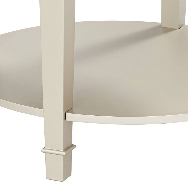 55 Downing Street Alina 1-Drawer Champagne Silver Round Side Table