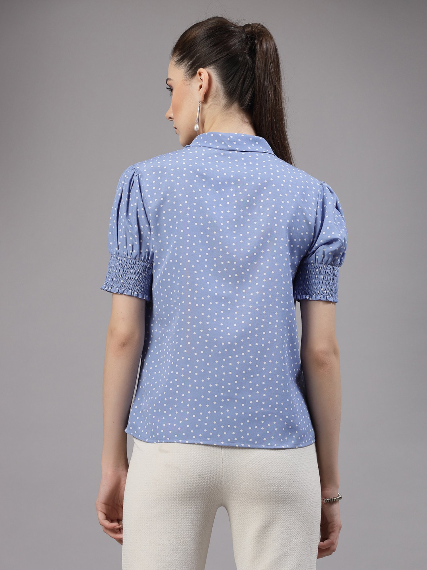 Style Quotient Blue & White Printed Top