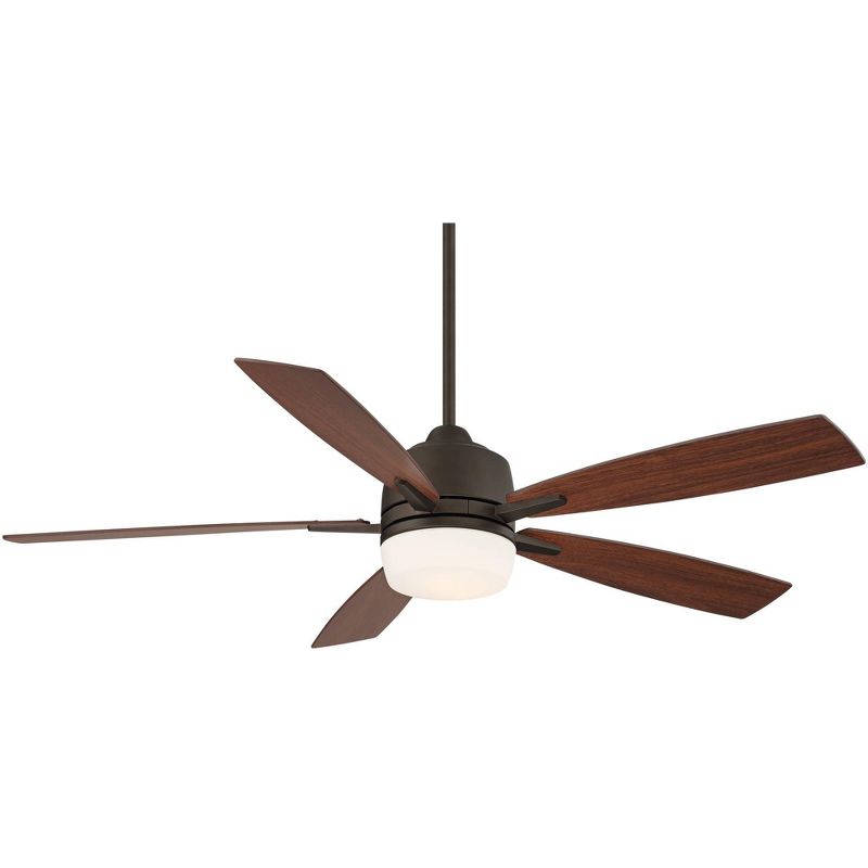 54" Casa Vieja Farmhouse Ceiling Fan with Light LED Dimmable Remote Bronze Walnut Oak Opal Etched Glass House Bedroom Living Room