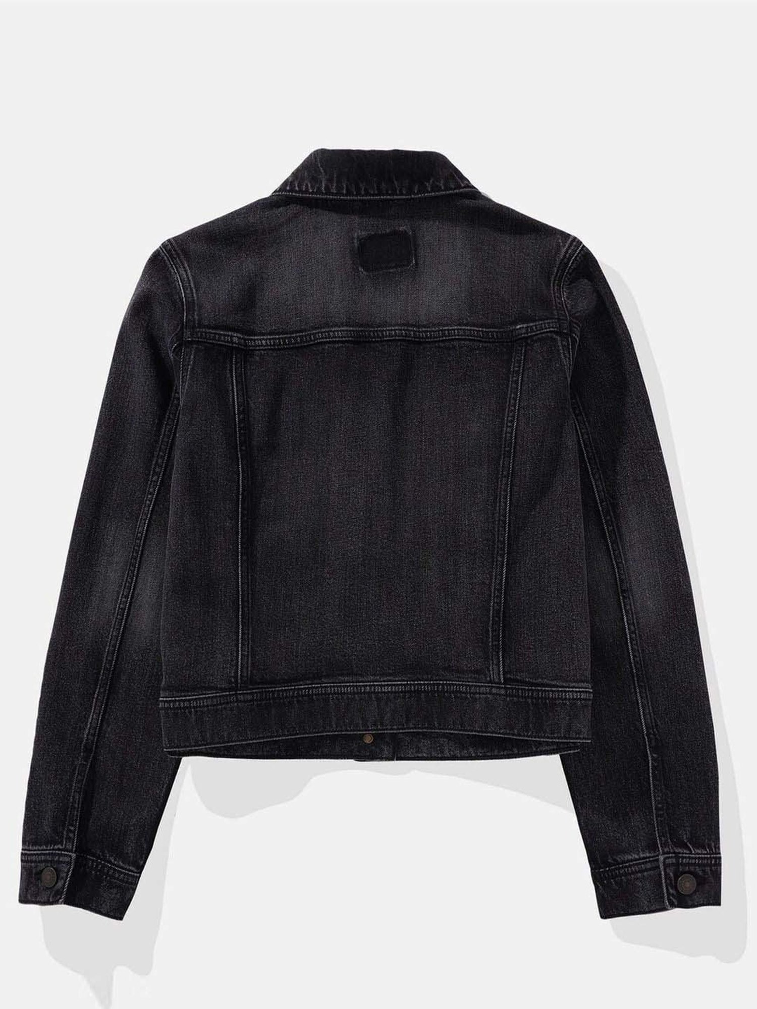 American Eagle Outfitters Black Cotton Plain Denim Jacket