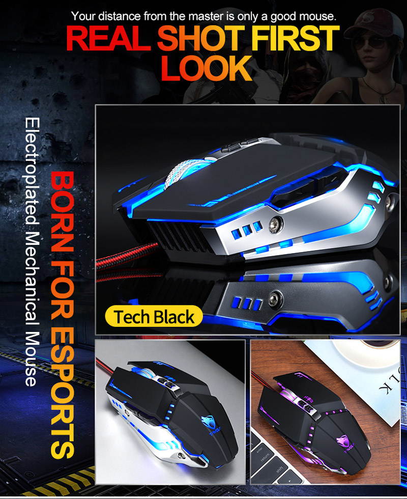 Professional Gaming Mouse 3200DPI LED Optical USB Wired Computer Mice Gamer Mause Cable Game Ergonomic Mouse for Laptop PC