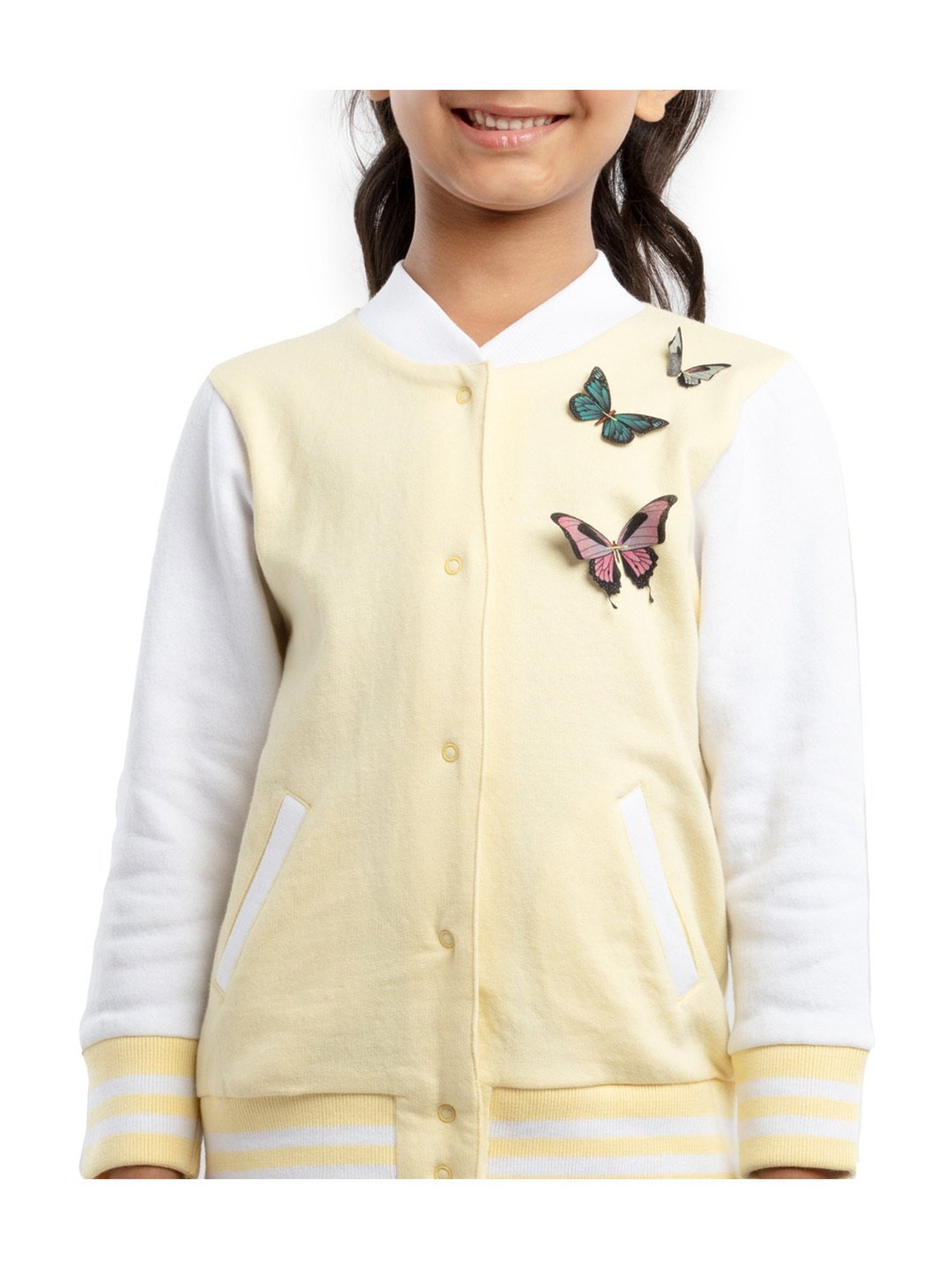 KIDS ONLY Blue Cotton Embroidered Full Sleeves Sweatshirt