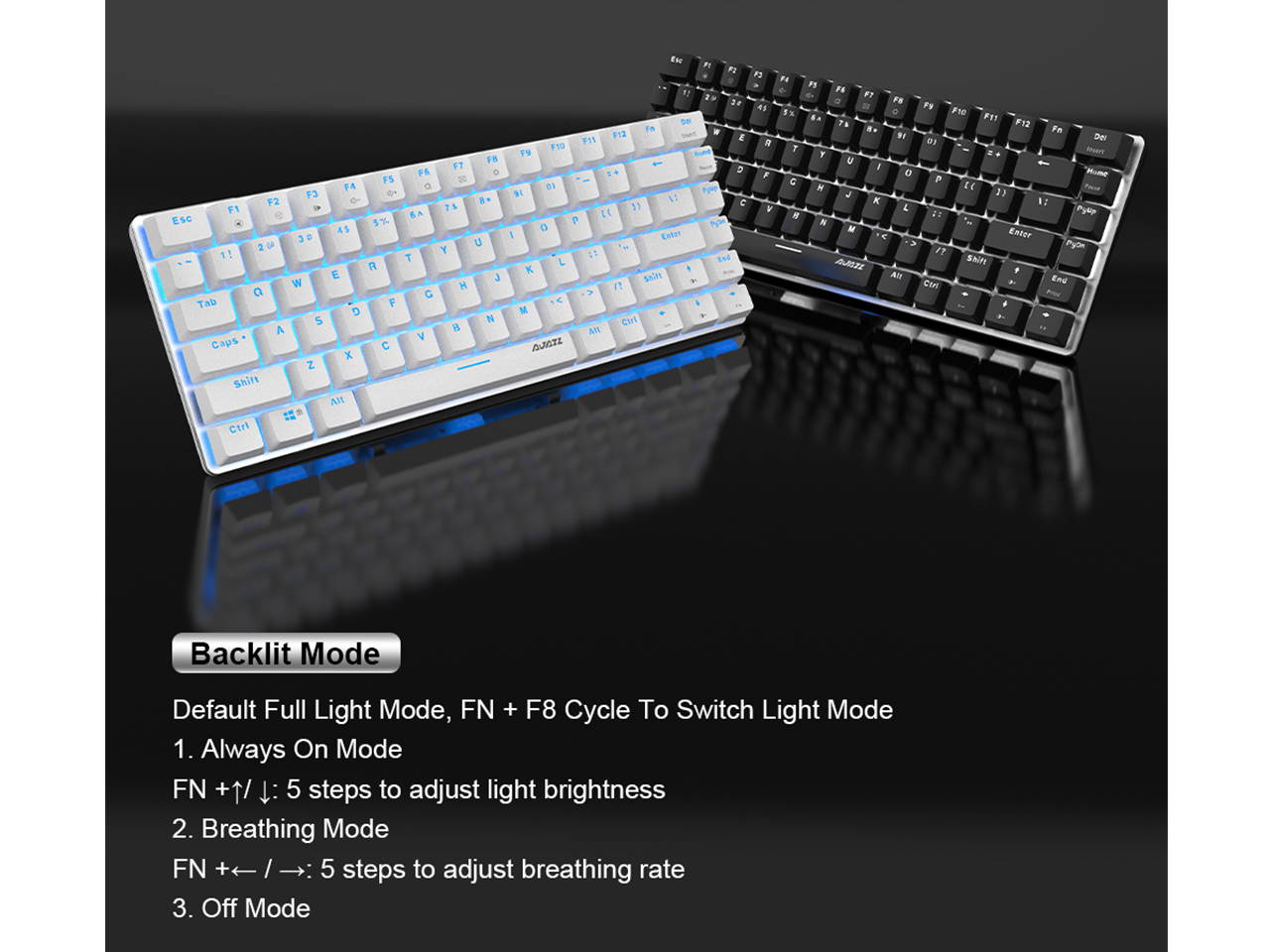 RGB Mechanical Keyboard, 82 Keys Layout, Black Switches, LED Backlit, Aluminum Portable Wired Gaming Keyboard, Pluggable Cable, for Games Work and Daily Use, Black