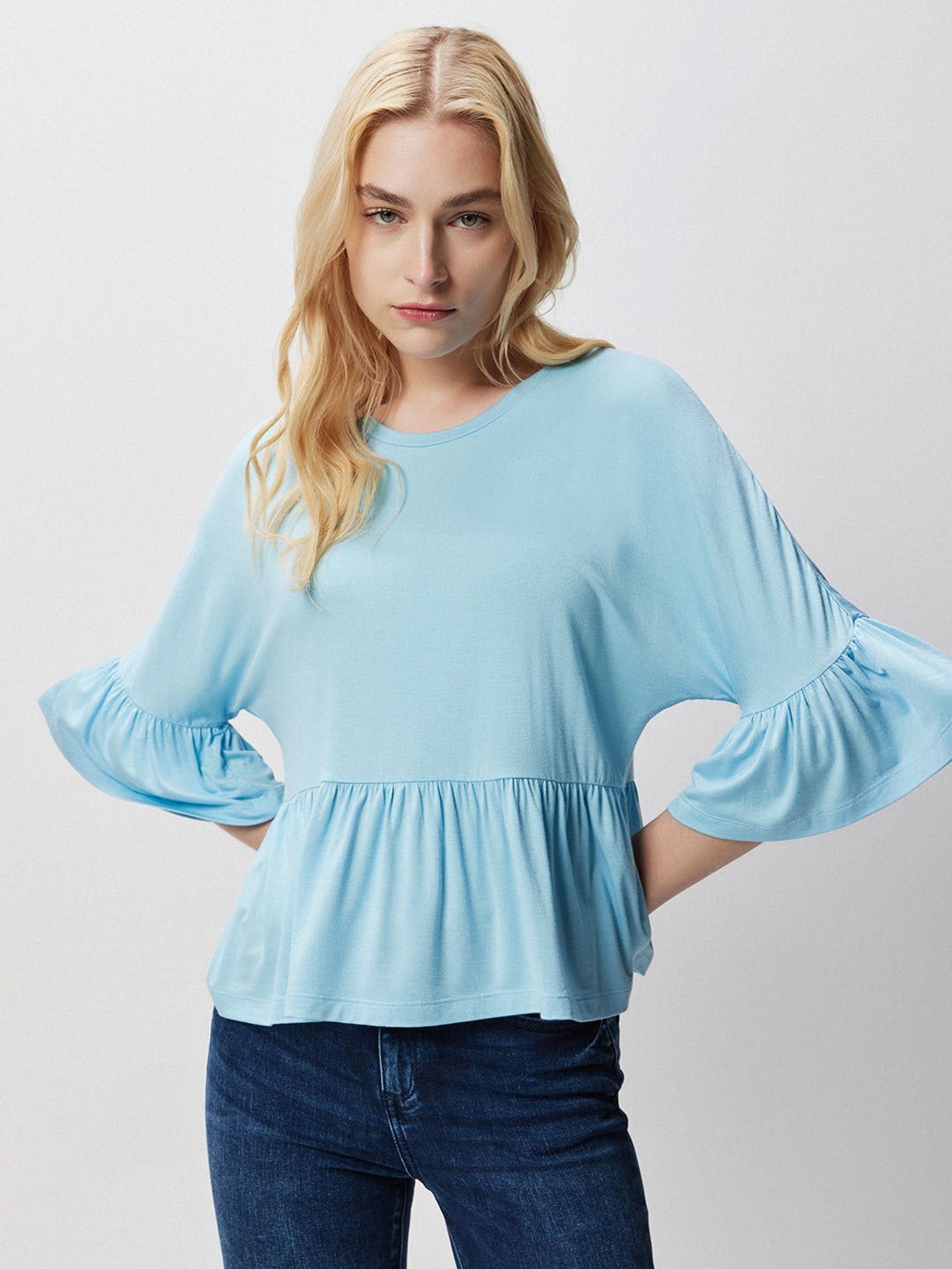 Cover Story Blue Peplum Top