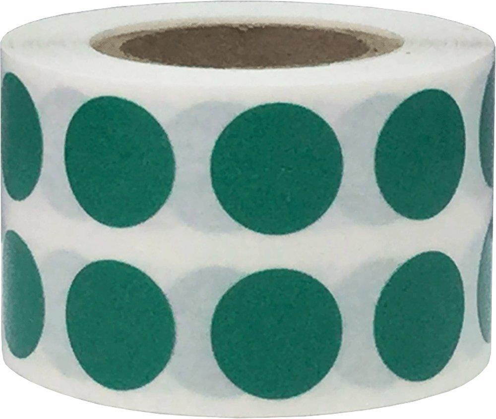 Green Circle Dot Stickers, 1/2 Inch Round, 1000 Labels on a Roll