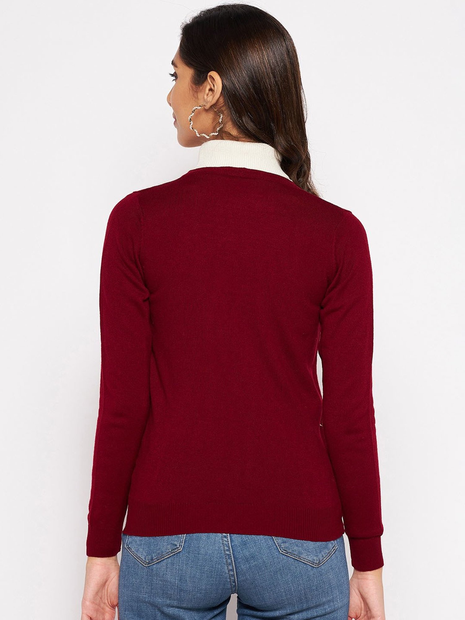 Crozo By Cantabil Maroon Cardigans