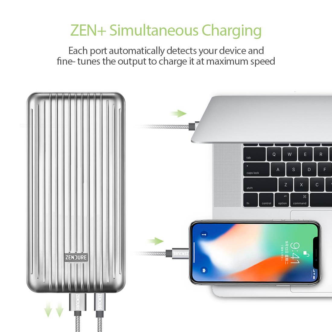 Zendure A6PD 20,100 mAh Portable Charger with USB-c input/output - Silver