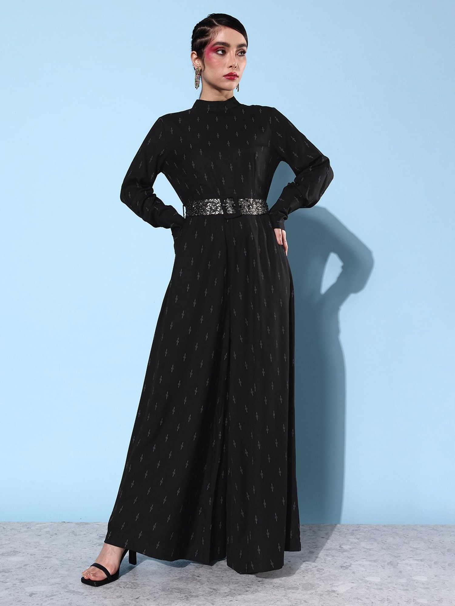 QUIERO Black Printed Jumpsuit