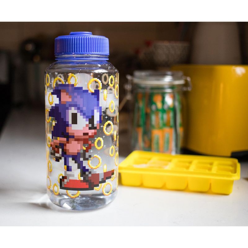 Just Funky Sonic The Hedgehog Gold Rings Plastic Water Bottle | Holds 32 Ounces