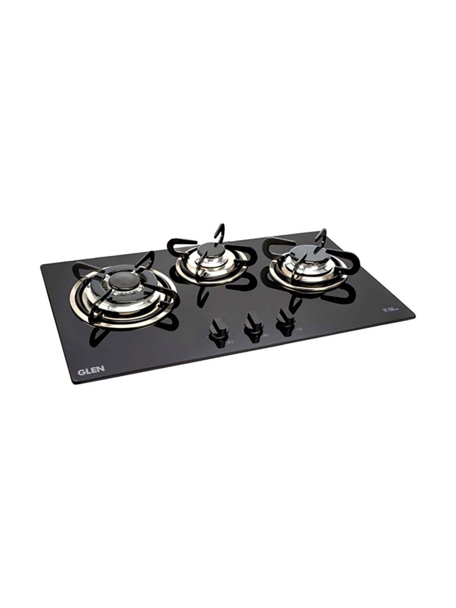 Glen 1073 TR 3 Burners Glass Top Built-in Hob with Auto Ignition (Black)