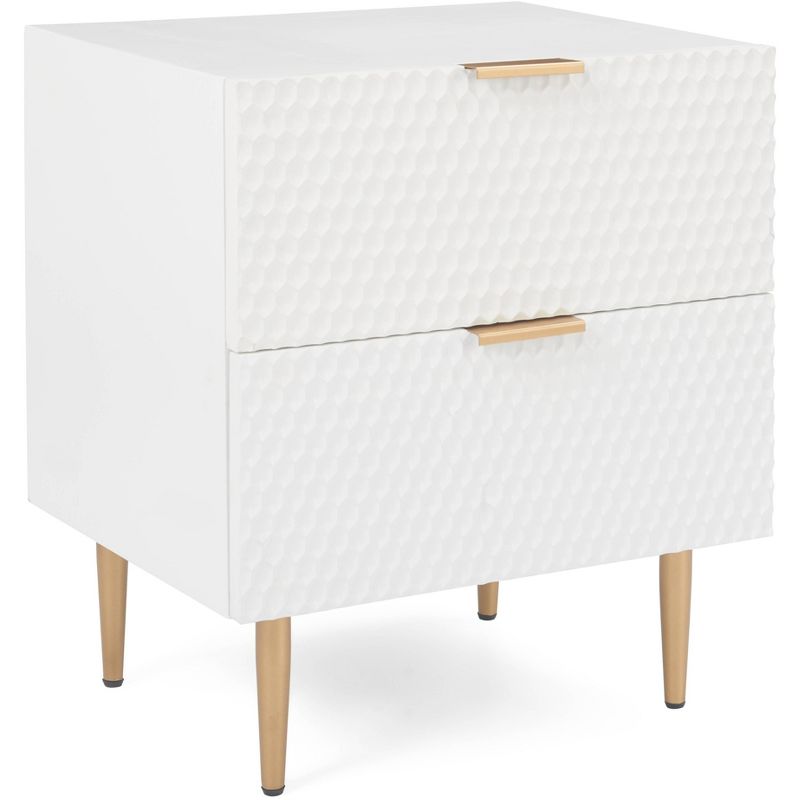 Jolie 2 Drawer Side Table White - Adore Decor