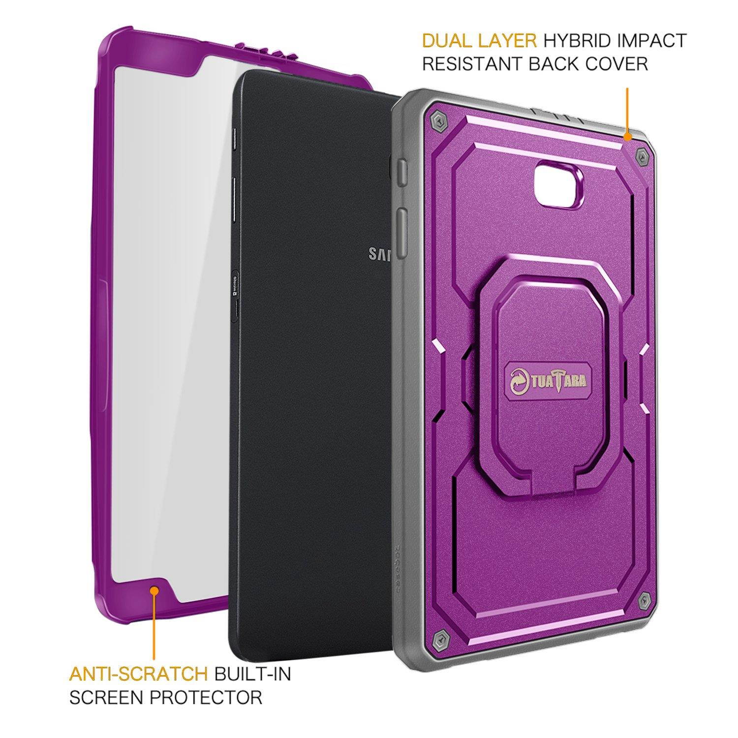 Fintie Case for Samsung Galaxy Tab A 10.1 (2016 NO S Pen Version), [Tuatara Magic Ring] 360 Rotating Multi-Functional Grip Stand Shockproof Cover Built-in Screen Protector for Tab A 10.1 Tablet,Purple