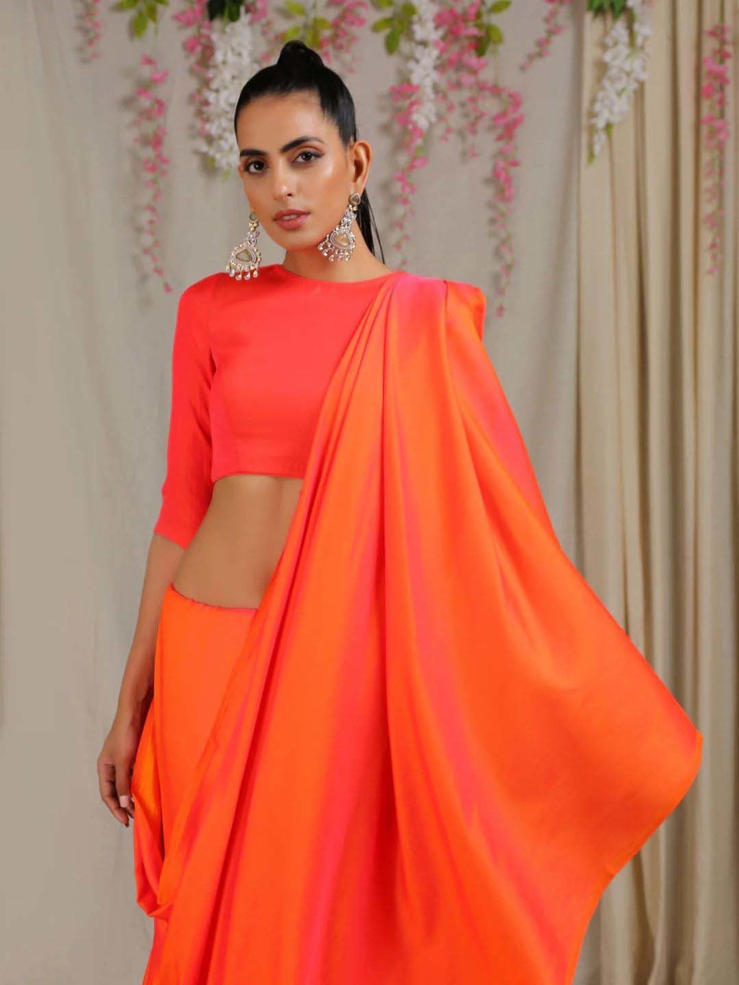 Swtantra Orange Plain Readymade Blouse
