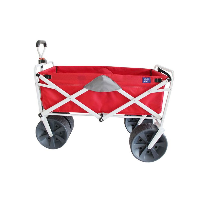 Mac Sports Heavy Duty Collapsible Folding All Terrain Beach Wagon, Red and Grey
