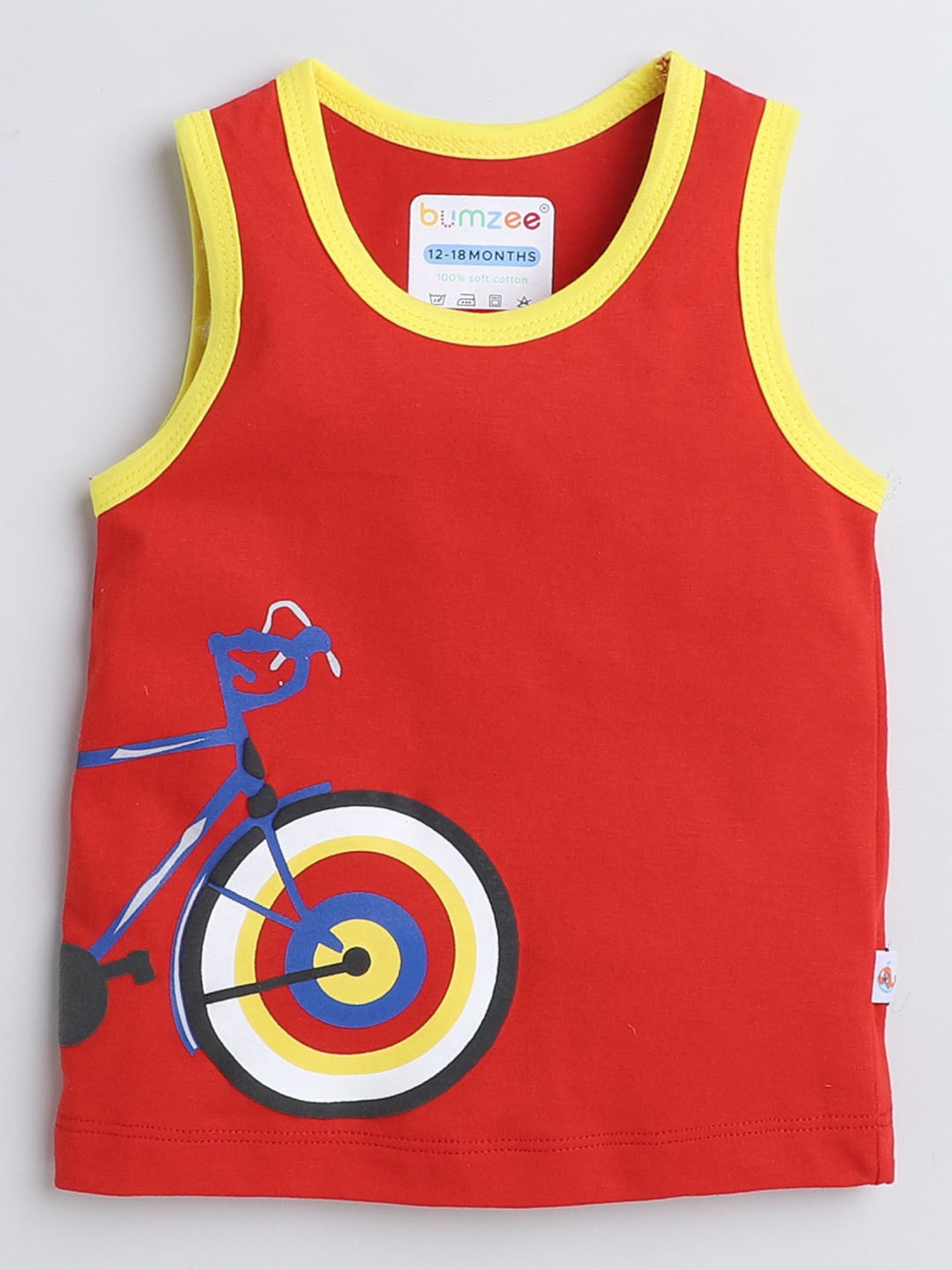 Bumzee Kids Red & Grey Printed T-Shirt with Shorts