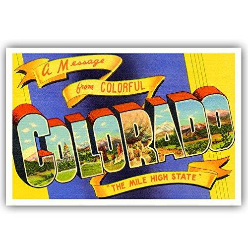 GREETINGS FROM COLORADO vintage reprint postcard set of 20 identical postcards. Large letter US state name post card pack (ca. 1930's-1940's). Made in USA.