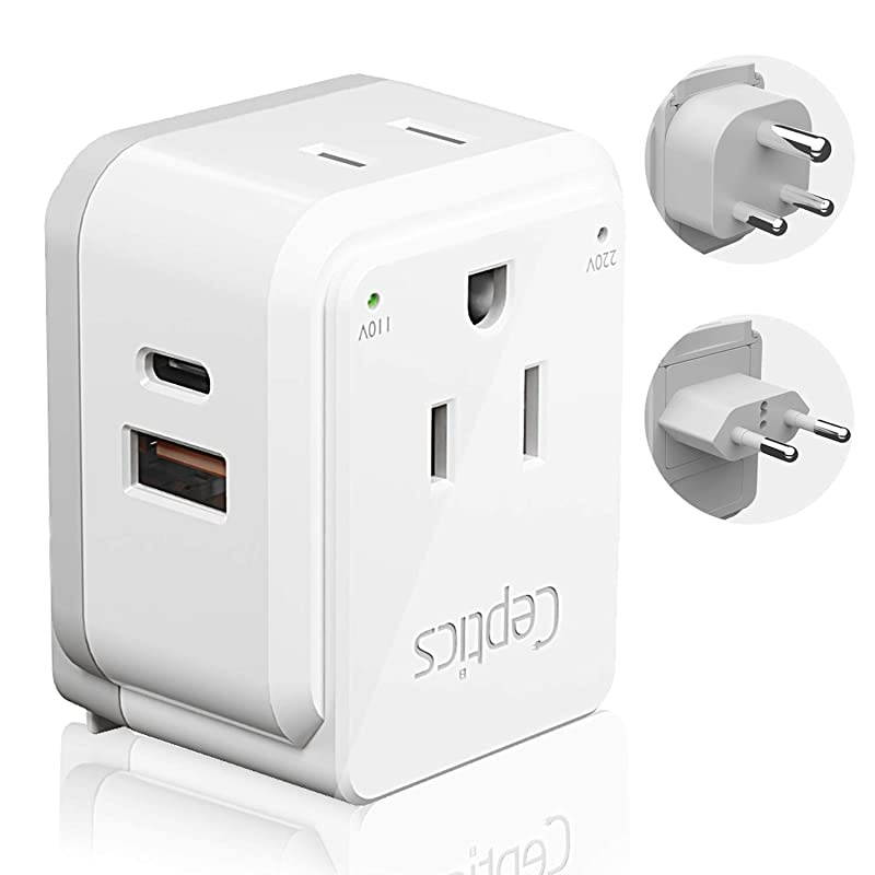 Maldives Power Plug Adapter Travel Set Ceptics Safe Dual USB amp USBC 31A 2 USA Outlet Compact amp Powerful Use In Pakistan Nepal Bangladesh Includes Type D Type C SWadAPt Attachments