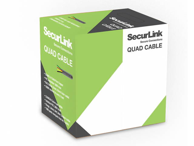 Securlink Alarm Quad Cable 4 Wire 22AWG 1000FT CMR FT4 Brown Color