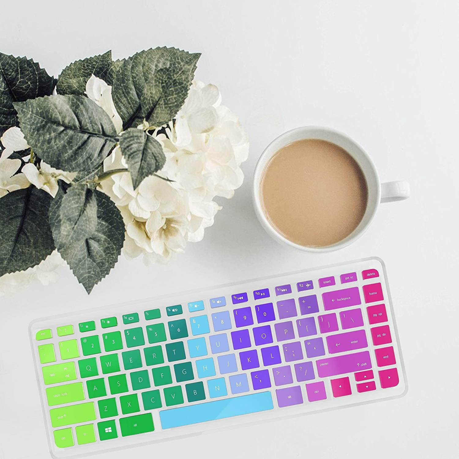 [2pack] Keyboard Cover Skin for HP Stream 14 Inch Laptop,HP Stream 14-ax Series,14 inch HP Pavilion 14-ab 14-ac 14-ad 14-al 14-an Series,14-ab010 14-ab166us 14-ac159nr 14-al062nr 14-an010nr (Rainbow)