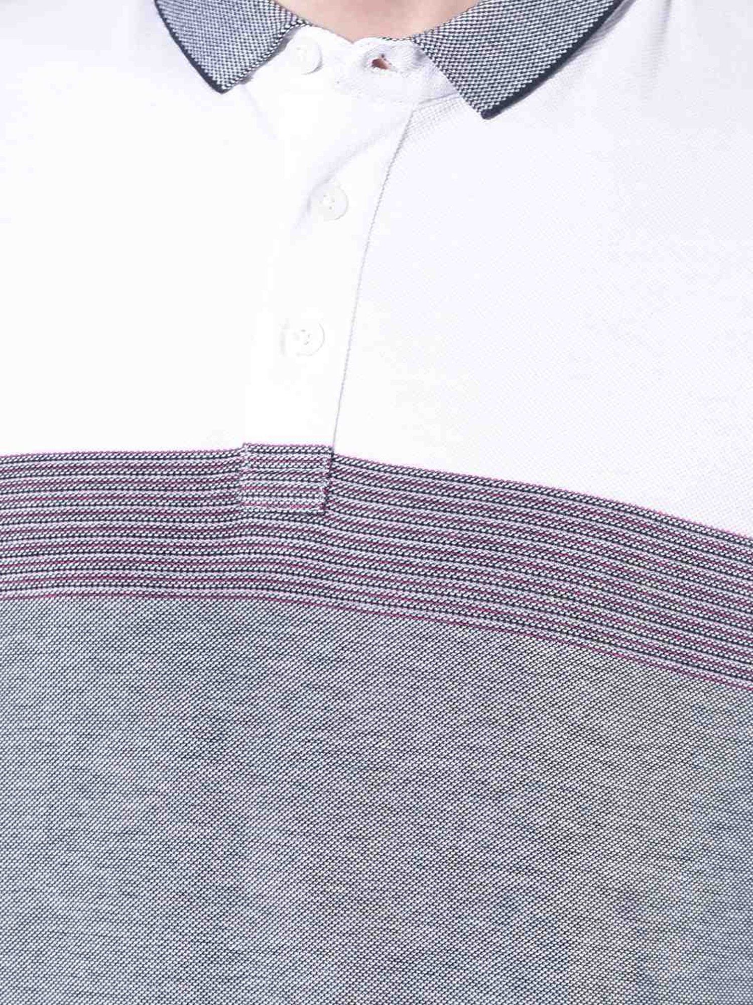 Crimsoune Club Grey  Slim Fit Striped Polo T-Shirt