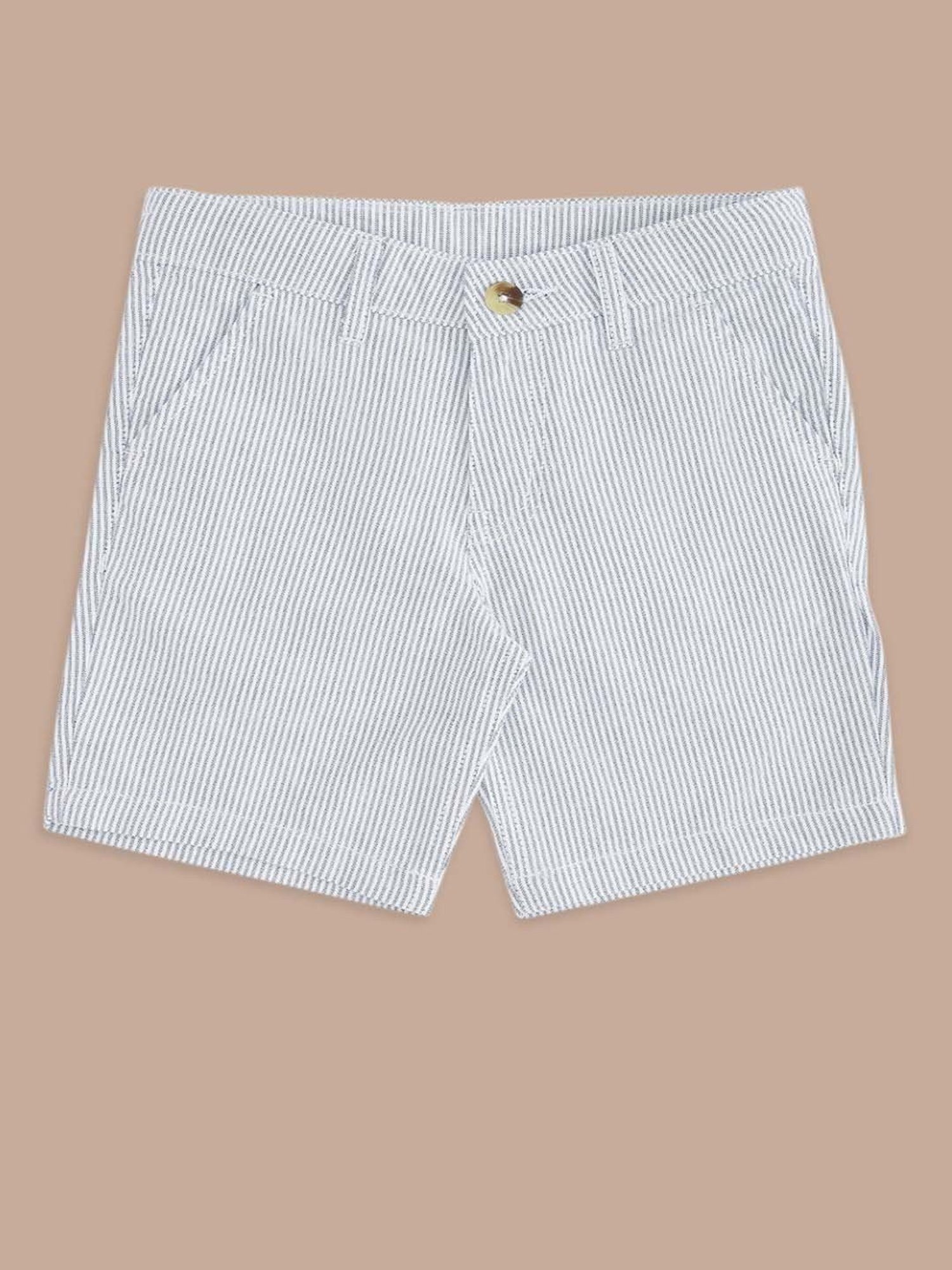 Pantaloons Baby Kids Blue & White Cotton Striped Shorts