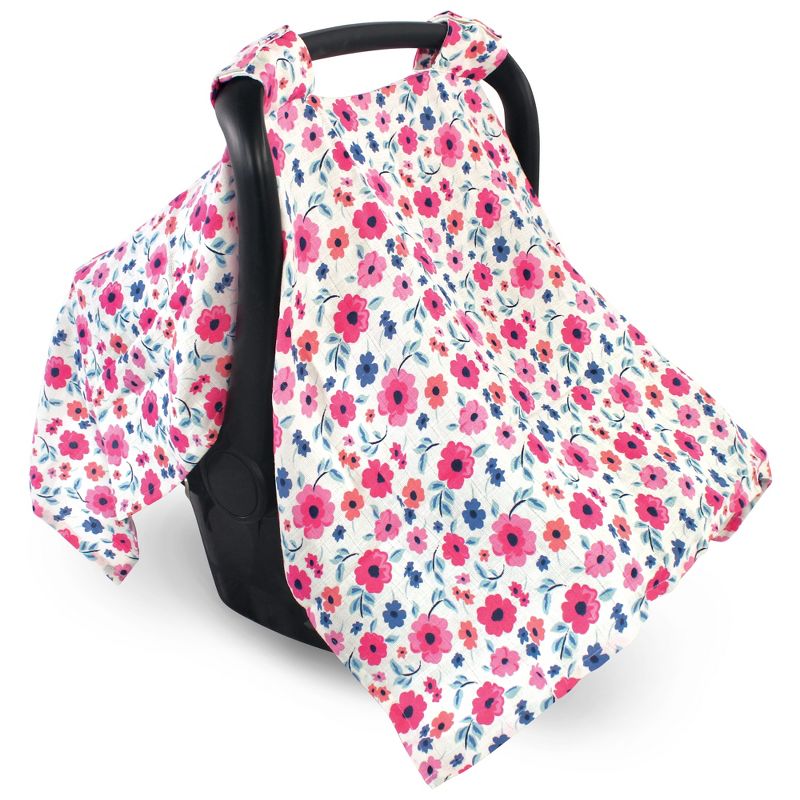 Touched by Nature Baby Girl Organic Muslin Car Seat Canopy, Garden Floral, One Size