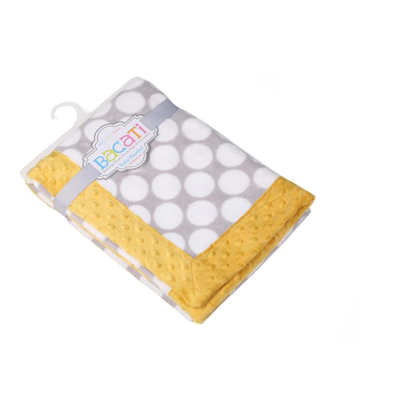 Bacati - Grey Dots with Solid Border Blanket (Grey Dots/Yellow Border)