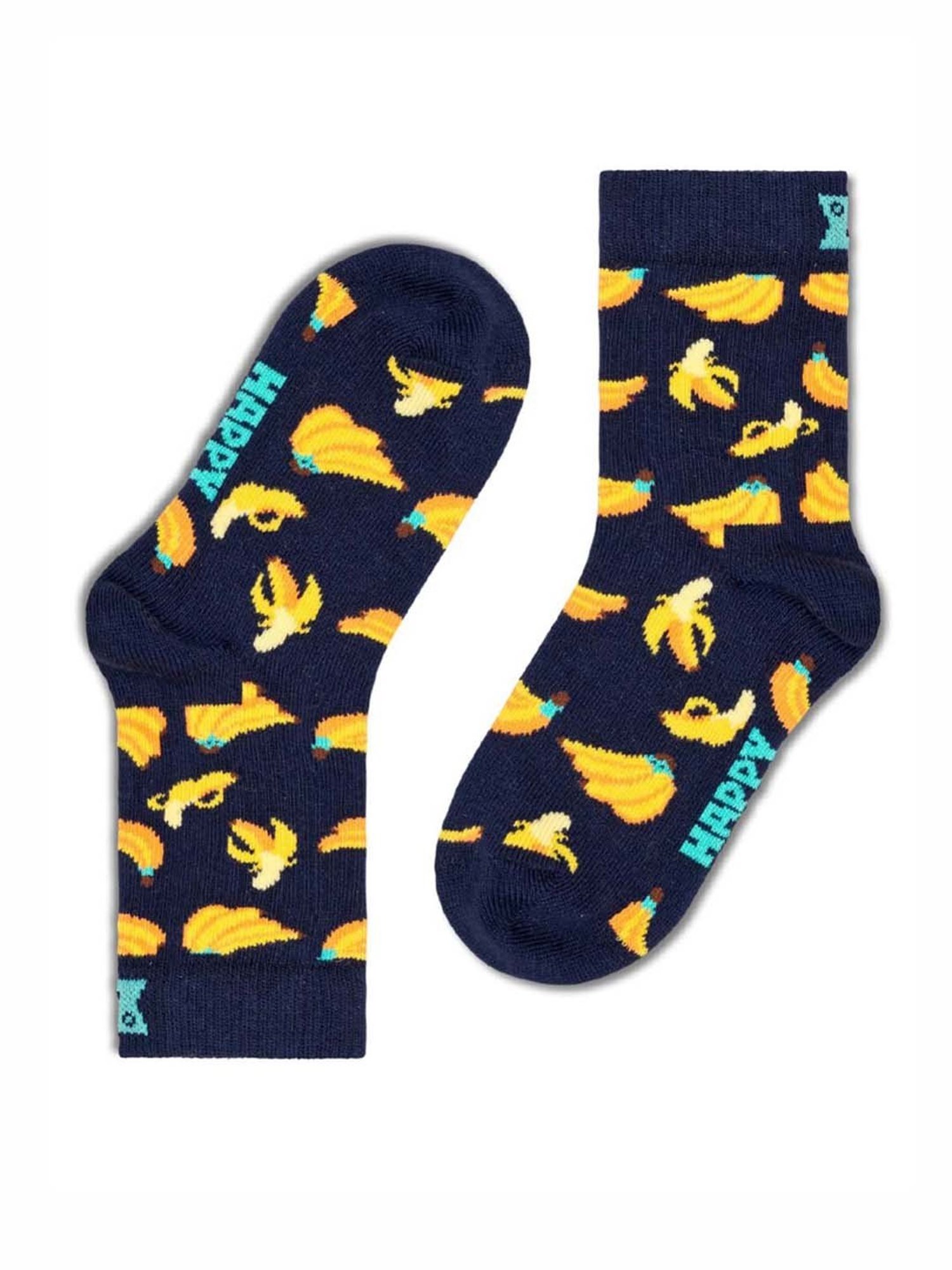 Happy Socks Kids Banana Black & Yellow Cotton Printed Socks (7-9Y)