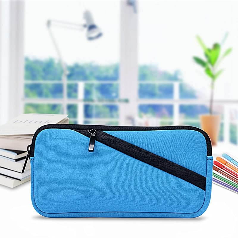 Soft Carrying Pouch Sleeve Case Neoprene Bag Cover for Texas Instruments TI-83 TI-89 TI-84 Plus C Silver Edition Casio Graphing Calculator (Blue)