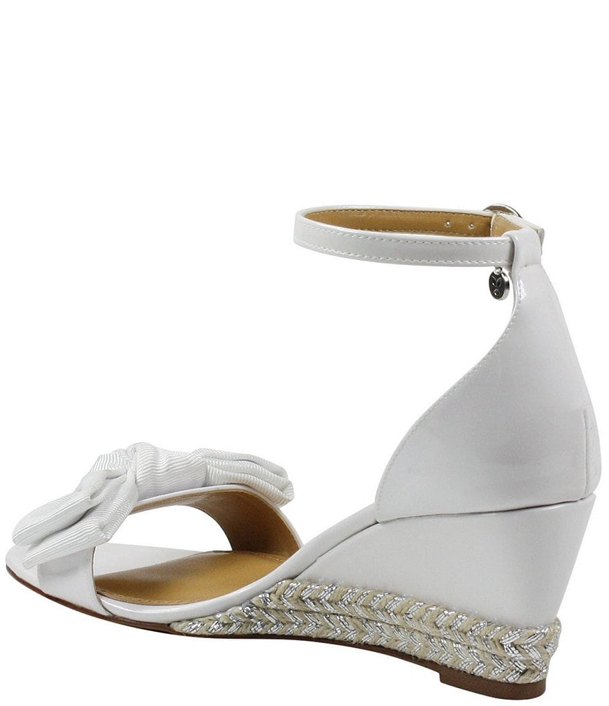 J. Renee Dariann Patent Bow Espadrille Wedge Ankle Strap Sandals