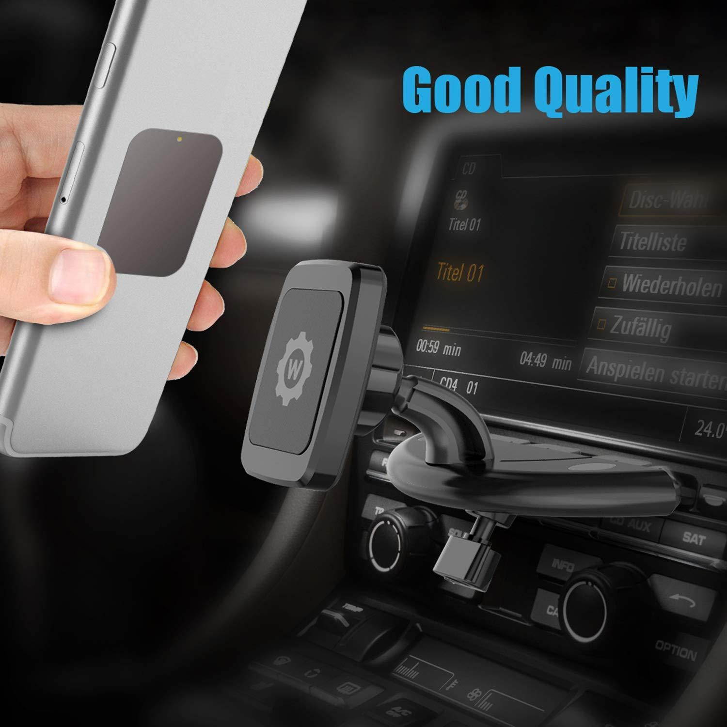 WizGear Rectangular Head Universal CD Slot Magnetic Car Mount Holder, for Cell Phones and Mini Tablets with Fast Swift-Snap Technology