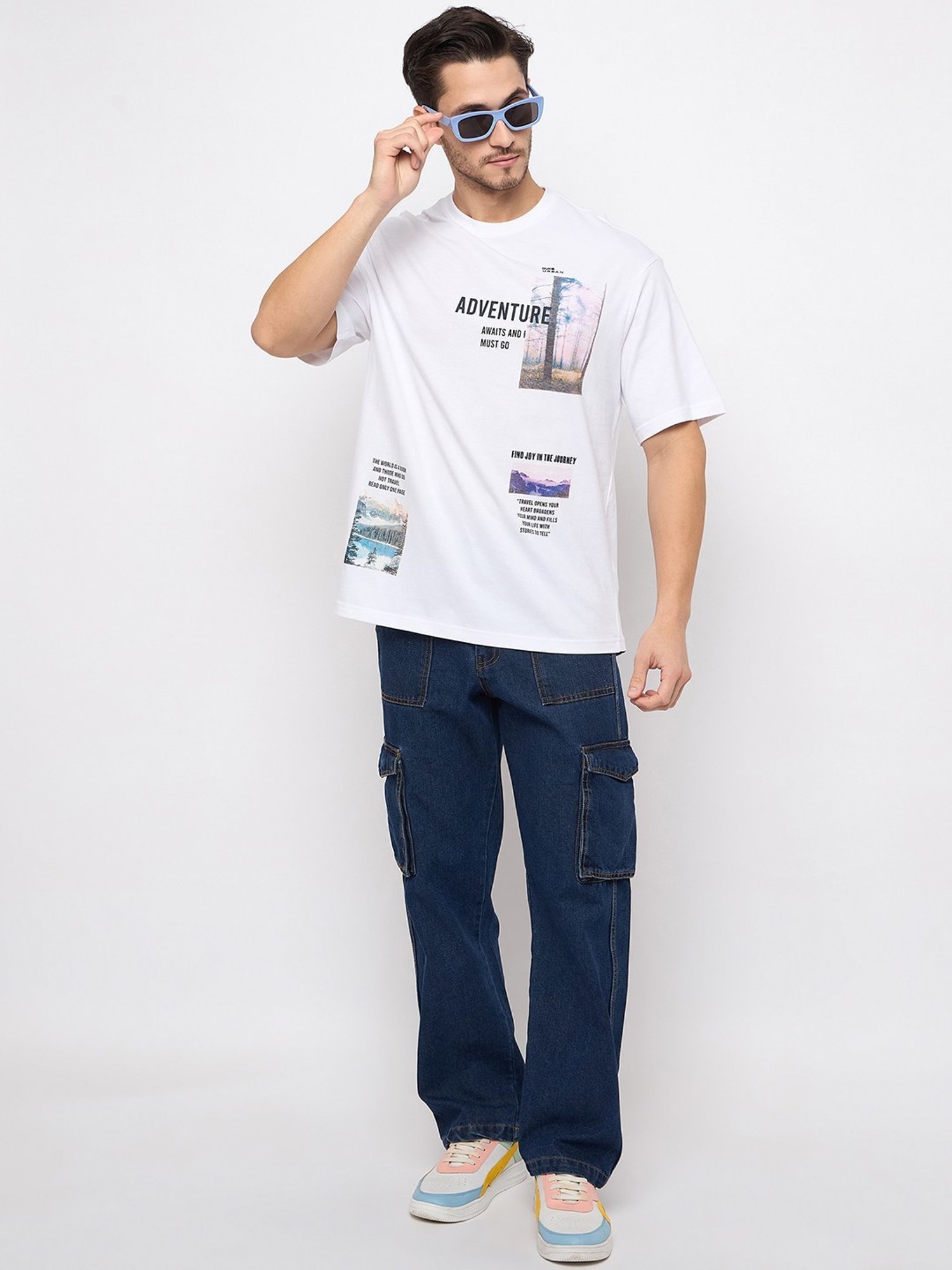 Duke White Loose Fit Printed T-Shirt