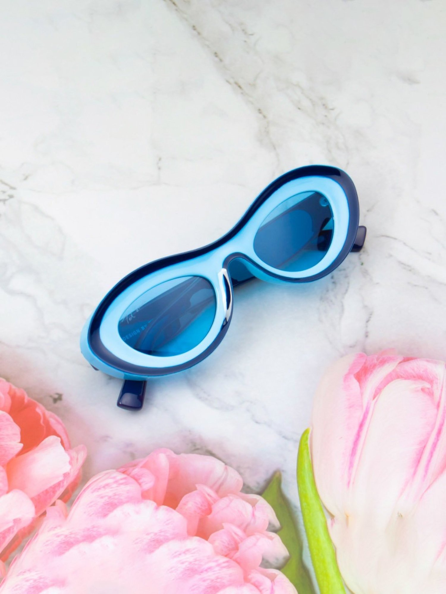 Ted Smith Blue Cat Eye UV Protection Sunglasses for Women