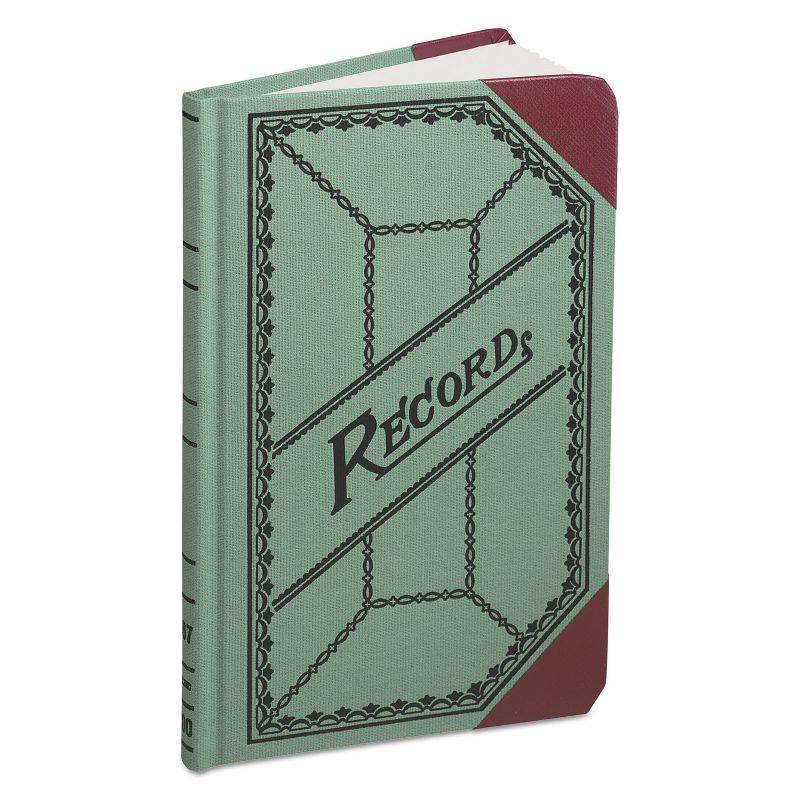 Boorum & Pease Miniature Account Book Green/Red Canvas Cover 208 Pages 9 1/2 x 6 667R