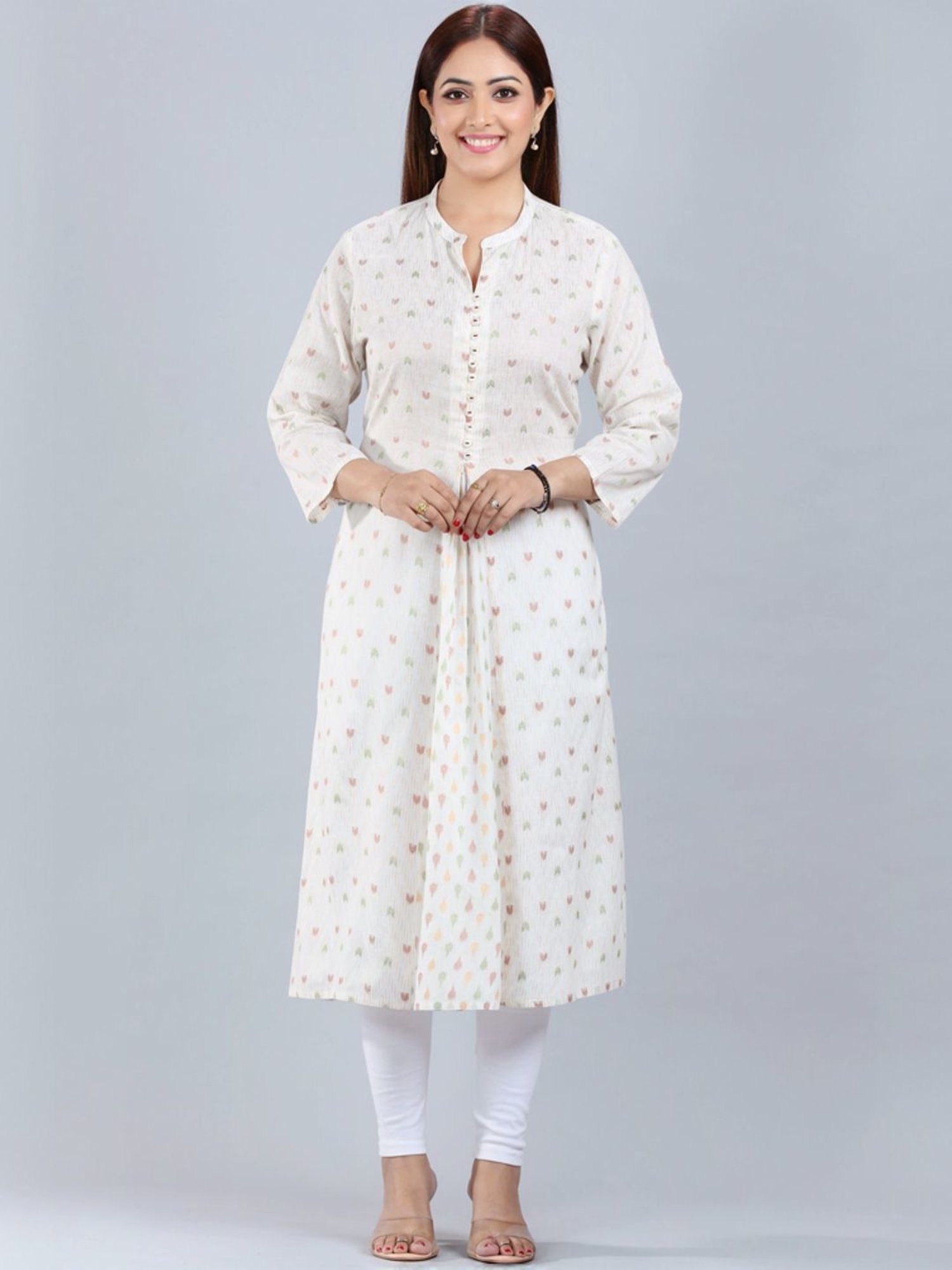 Cotton Culture Cream Cotton Printed A Line Kurta