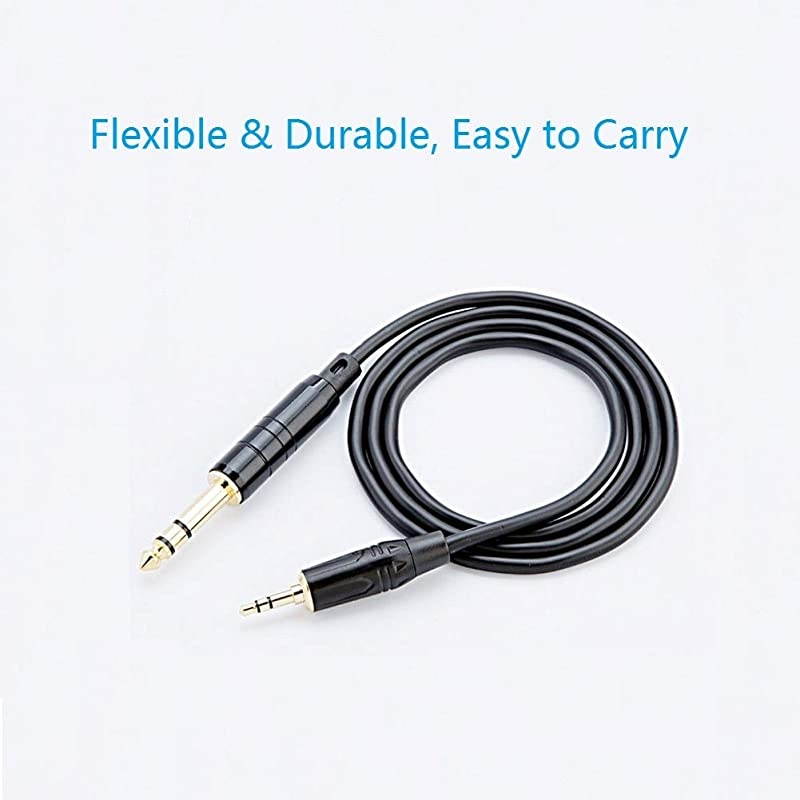 Gold Plated 35mm 18 Male Stereo to 635mm 14 Male Stereo Audio Cable 5 MetersBlack