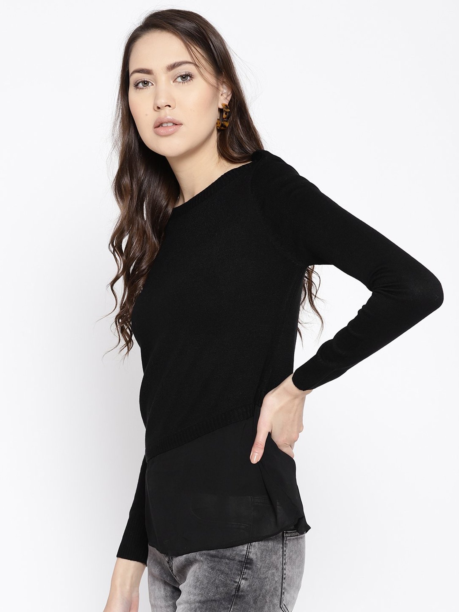 Cayman Black Full Sleeves Sweater