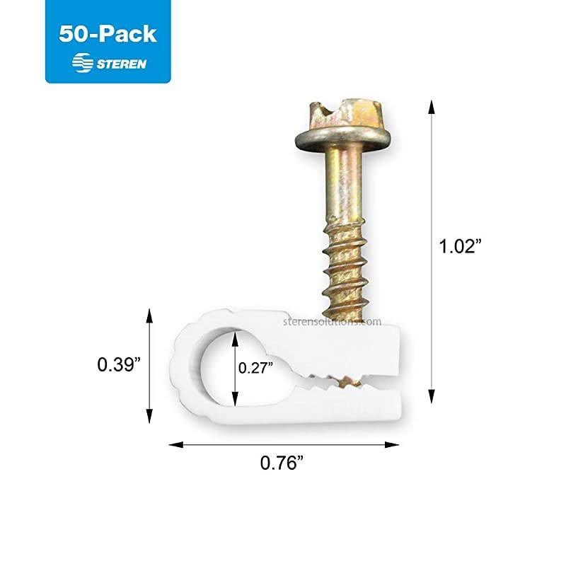 Coaxial Cable Clips - Cable Holder - Wire Clips - Siding Clips for Hanging - Cord Holder for Desk - Cable Clamps - Cord Clip - Wire Organizer Clips - Tv Mount Screws - Black - 100 Pack -