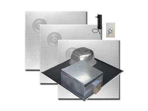 OWI 2X2PB-HD2S64SVC 6.5 inch Three Source/Integratable Amplified/Bluetooth/Drop Ceiling Speaker on a 2X2 Full Grill/Plenum Box/Backcan with 3x 2X2FGIC6NA Speakers and Volume Control