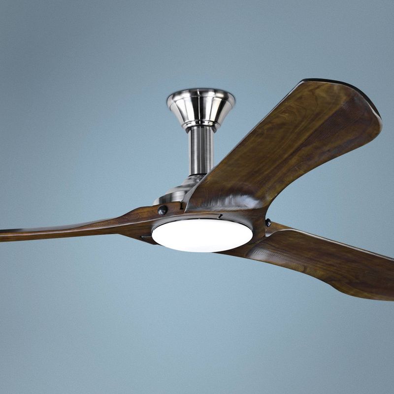 Monte Carlo 72" Minimalist Max Brushed Steel LED Damp DC Ceiling Fan