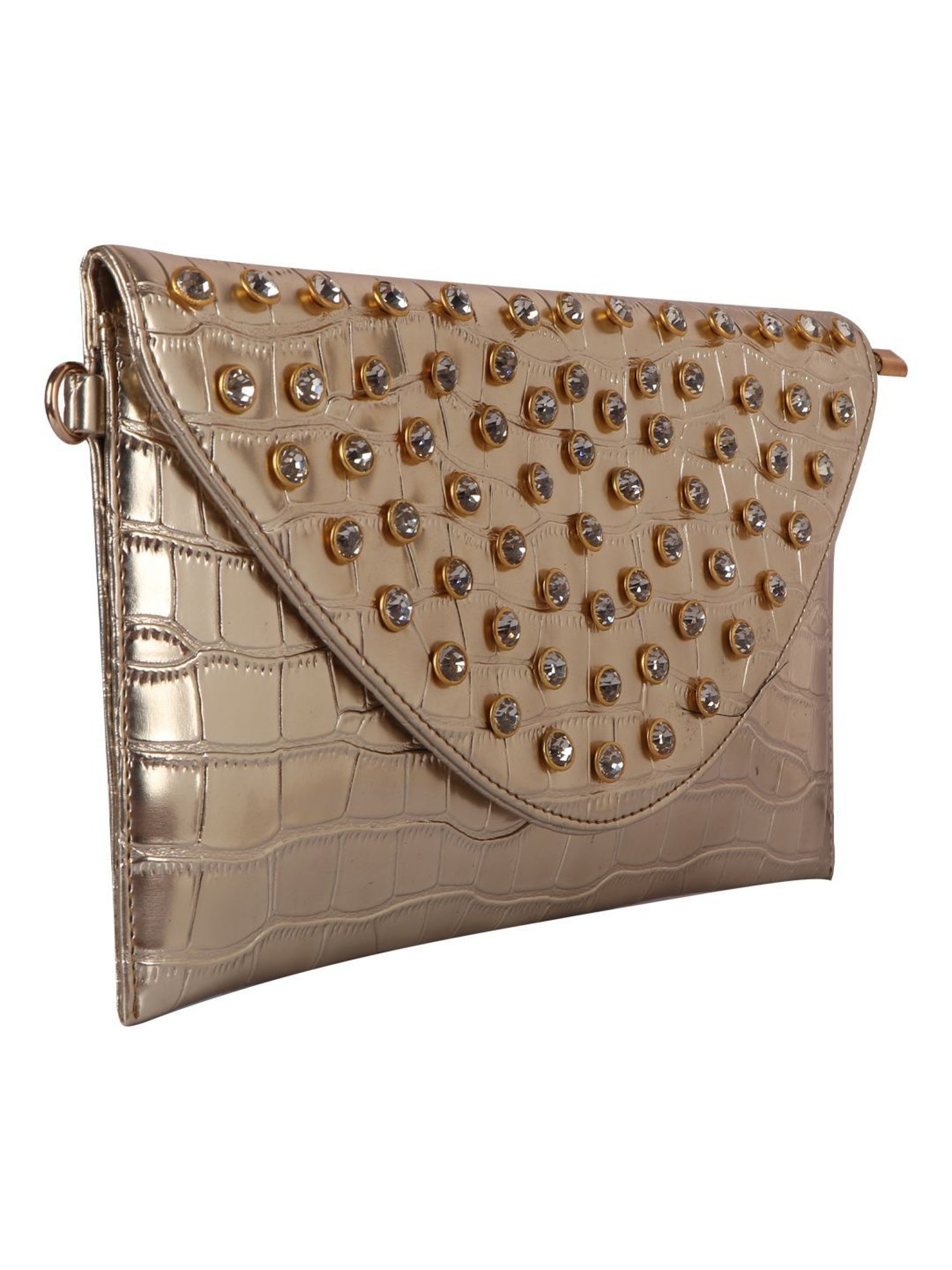 Horra Dark Gold Embellished Envelope Clutch