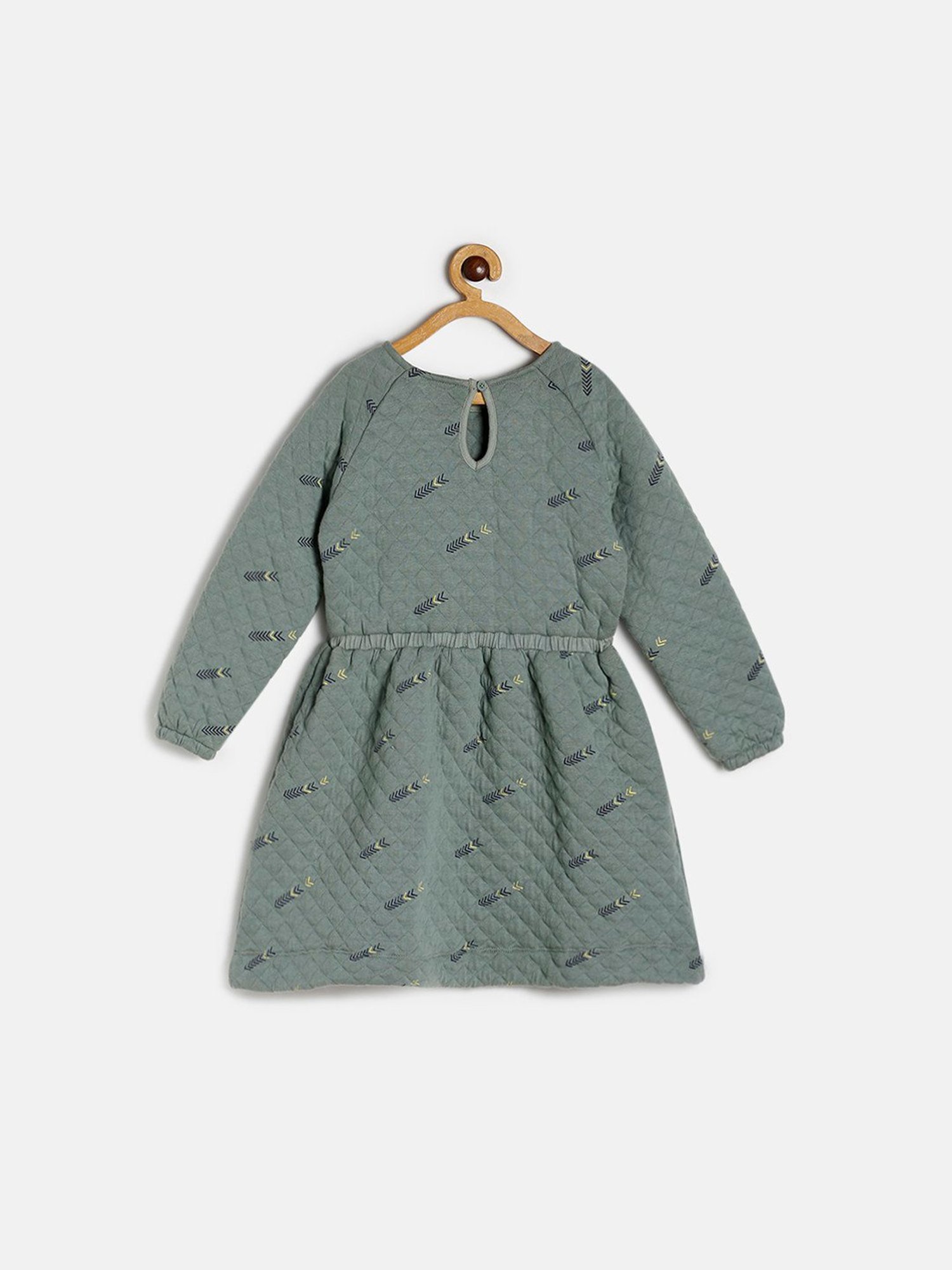 MINIKLUB Kids Green Printed Full Sleeves Dress