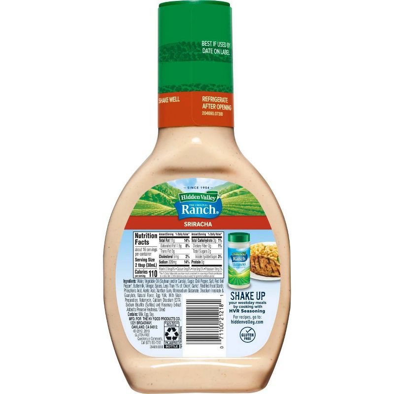 Hidden Valley Siracha Ranch Salad Dressing & Topping - Gluten Free - 16fl oz