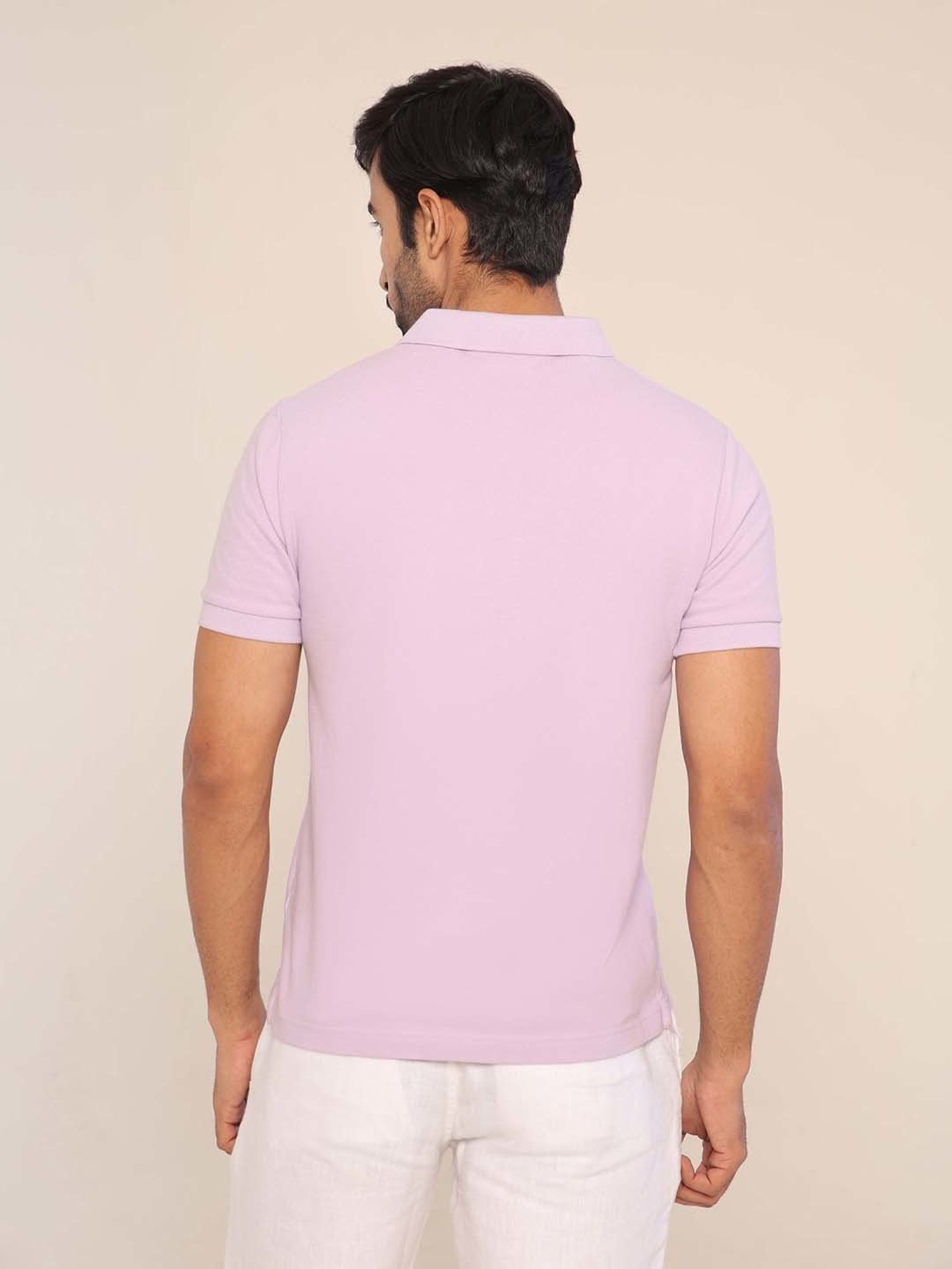 SUBTRACT Lilac Regular Fit Cotton Polo T-Shirt