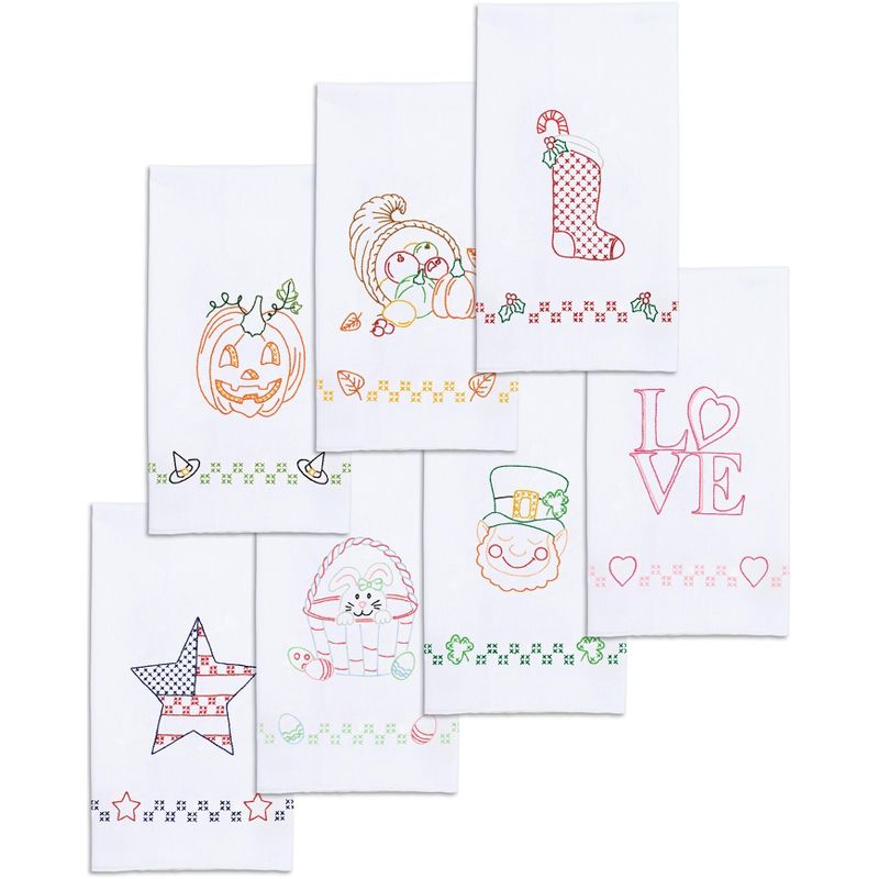 Jack Dempsey Stamped Decorative Hand Towels 17"x28" 7/Pkg-Holidays