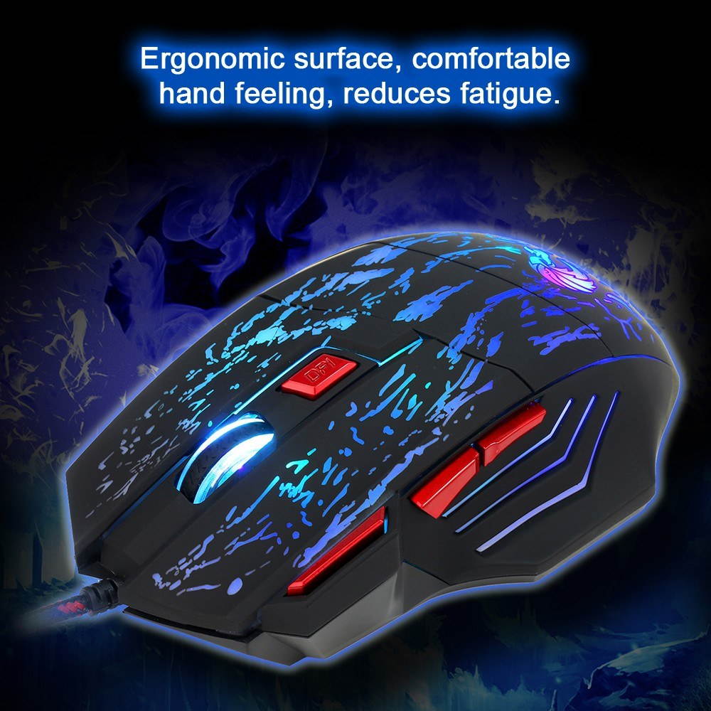 HXSJ H300 USB Wired Gaming Mouse Ergonomic Mice with Breathing Light 5500DPI 7 Buttons for PC Laptop