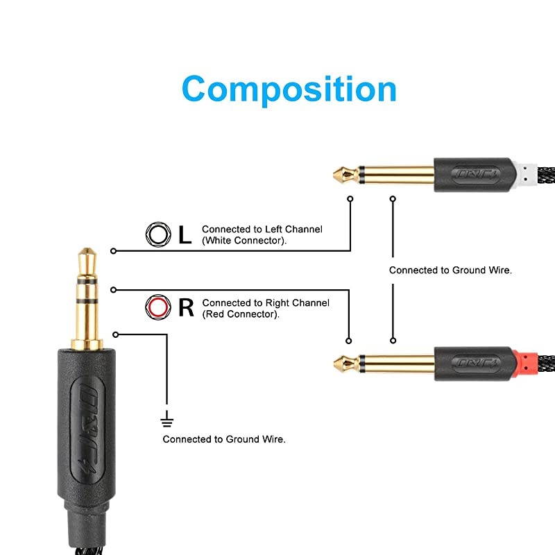 35 mm to 2 x 635 mm GoldPlated Audiowave Series 35mm 18 inch TRS Male to 2X 635mm 14 inch TS Male Mono Cable Splitter with PVC Shelled Housing and Nylon Braid 15 Feet