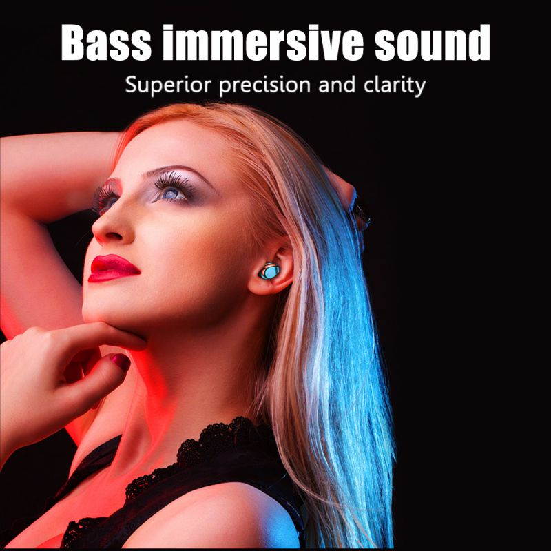 Wireless Earbuds, Bluetooth 5.0 Wireless Bluetooth Earbuds with 1200mAh Rechargeable Case, 220H Playtime Hi-Fi Stereo Sound Earbuds, Built-in Mic IPX7 Waterproof Earphones for Sports, Gym, Black